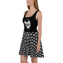 Load image into Gallery viewer, Black Goth Single Skull On Top Skater Dress
