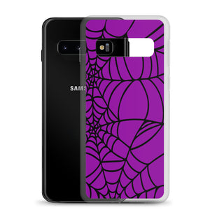 Purple and Black Halloween Spider Web Samsung  Phone Case