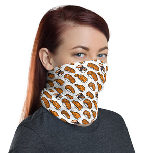 White with Sushi Pattern Neck Gaiter Face Mask