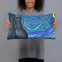 Load image into Gallery viewer, Starry Kitties Parody of Starry Night Basic Pillow
