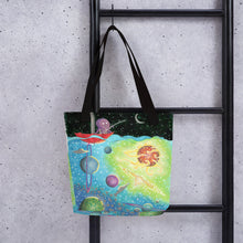 Load image into Gallery viewer, Octopus Fishing for a Spaceship Tote bag
