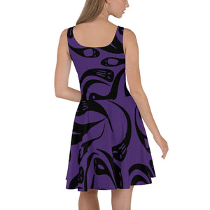 Purple Halloween Ghost Skater Dress