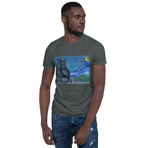 Starry Kitties Parody of Starry Night Short-Sleeve Unisex T-Shirt