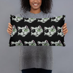 Pirate Cat Black Pillow