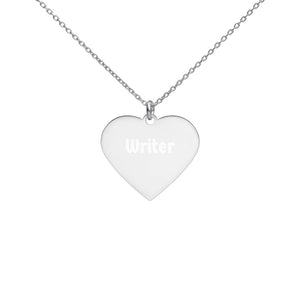 Writer Engraved Silver Heart Necklace