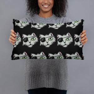 Pirate Cat Black Pillow