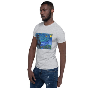 Starry Kitties Parody of Starry Night Short-Sleeve Unisex T-Shirt