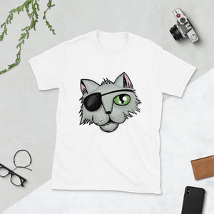 Cartoon Pirate Cat Short-Sleeve Unisex T-Shirt for Men and Women