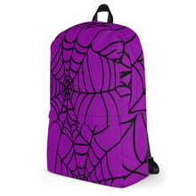 Load image into Gallery viewer, Purple Halloween Spider Web Backpack
