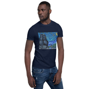 Starry Kitties Parody of Starry Night Short-Sleeve Unisex T-Shirt