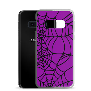 Purple and Black Halloween Spider Web Samsung  Phone Case