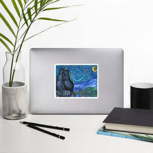 Bullet Journal Starry Kitties Parody of Starry Night Bubble-free stickers