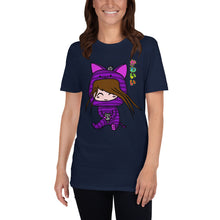 Load image into Gallery viewer, Kawaii Cat Girl with Two Cats Short-Sleeve Unisex T-Shirt navy
