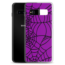 Load image into Gallery viewer, Purple and Black Halloween Spider Web Samsung  Phone Case
