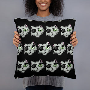 Pirate Cat Black Pillow