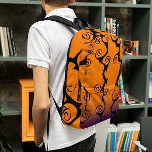 Orange and Purple Spooky Swirls Halloween Backpack