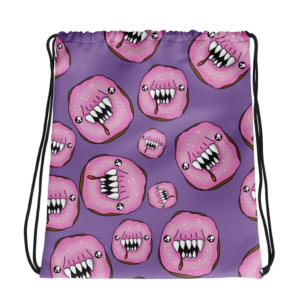 Scary Halloween Man Eating Donuts Drawstring bag