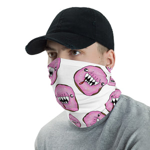 White and Pink Man Eating Donuts Neck Gaiter Face Mask