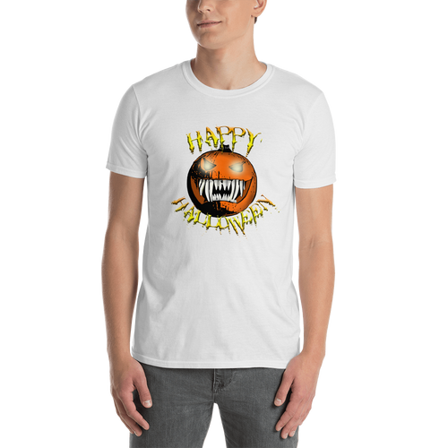 Happy Halloween Scary Pumpkin Short-Sleeve Unisex T-Shirt white