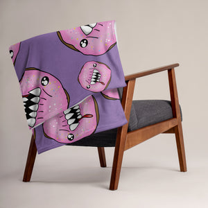 Halloween Home Decor Scary pink and purple man eating doughnuts  Blanket