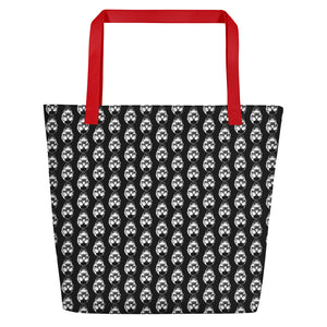 Summer Goth Black With Skull Pattern Beach Bag