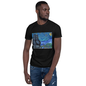 Starry Kitties Parody of Starry Night Short-Sleeve Unisex T-Shirt