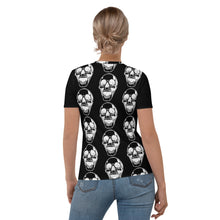 Load image into Gallery viewer, White Skulls Goth Women&#39;s Black T-shirt
