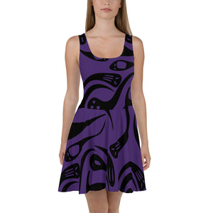 Purple Halloween Ghost Skater Dress