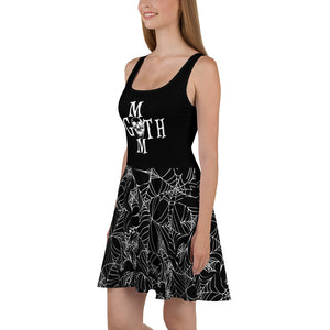 Goth Mom Black Spider Web Pattern Skater Dress