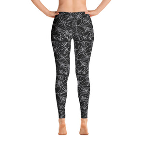 Black Goth  Spider Web Halloween Leggings