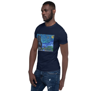 Starry Kitties Parody of Starry Night Short-Sleeve Unisex T-Shirt