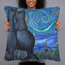 Load image into Gallery viewer, Starry Kitties Parody of Starry Night Basic Pillow
