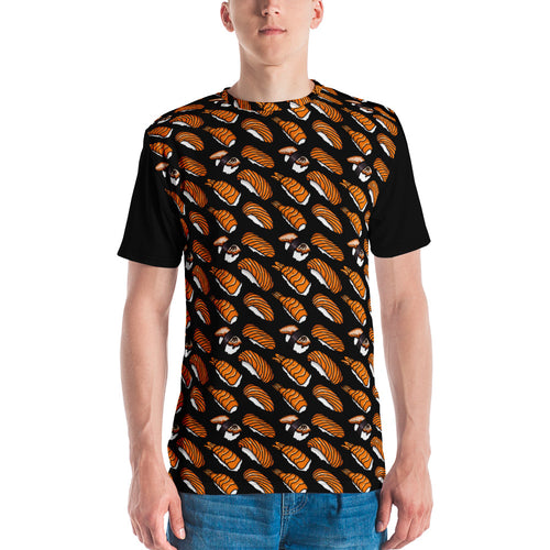 Black with Sushi Pattern Men's T-shirt