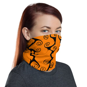 Purple and Orange black Swirls Neck Gaiter Face Mask