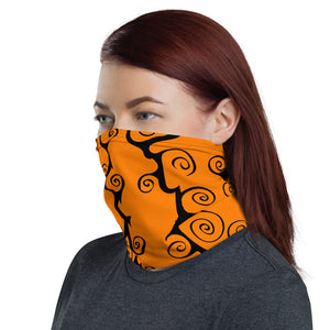 Purple and Orange black Swirls Neck Gaiter Face Mask