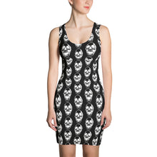 Load image into Gallery viewer, Black Goth Skull Pattern Form Fitting Dress
