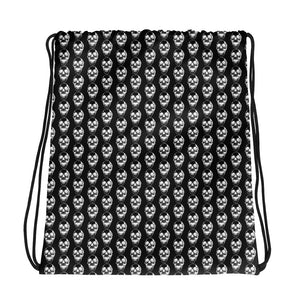 Black Goth Skull Pattern Drawstring bag