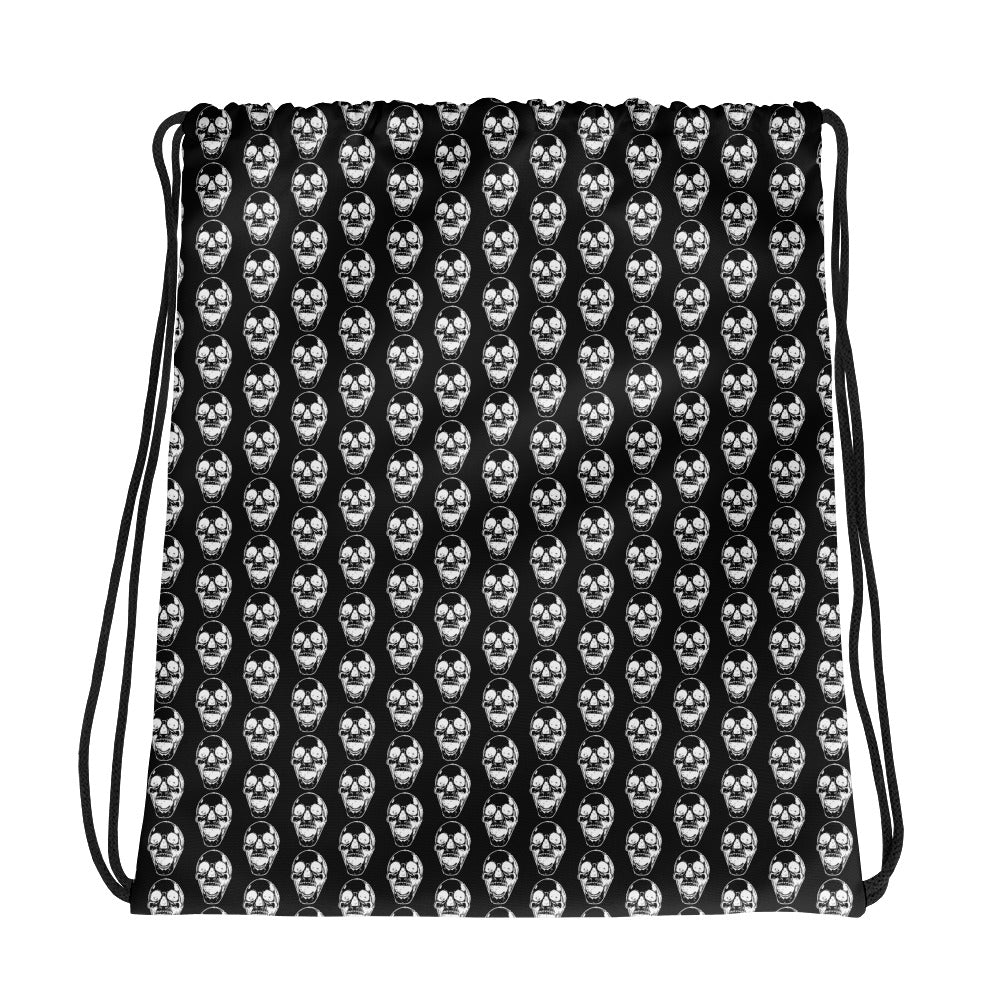 Black Goth Skull Pattern Drawstring bag