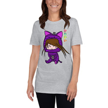 Load image into Gallery viewer, Kawaii Cat Girl with Two Cats Short-Sleeve Unisex T-Shirt grey
