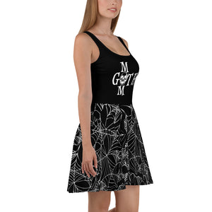Goth Mom Black Spider Web Pattern Skater Dress