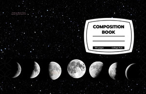 Moon Phases Witchy composition notebook soft cover: college ruled outer space and stars journal for adults , kids , girls and teachers