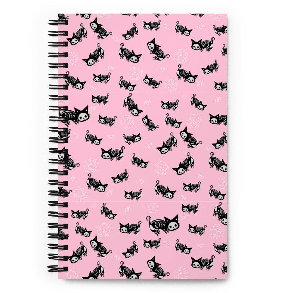 Pastel Goth Skeleton Cats Spiral notebook