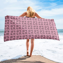 Load image into Gallery viewer, Victorian Skulls and Spiders Pattern Pink and Black Towel
