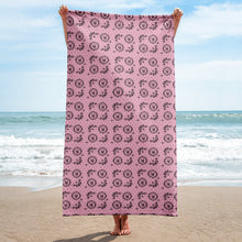 Load image into Gallery viewer, Victorian Skulls and Spiders Pattern Pink and Black Towel
