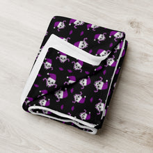 Load image into Gallery viewer, Christmas Skulls and Candy Canes in Black and purple Throw Blanket
