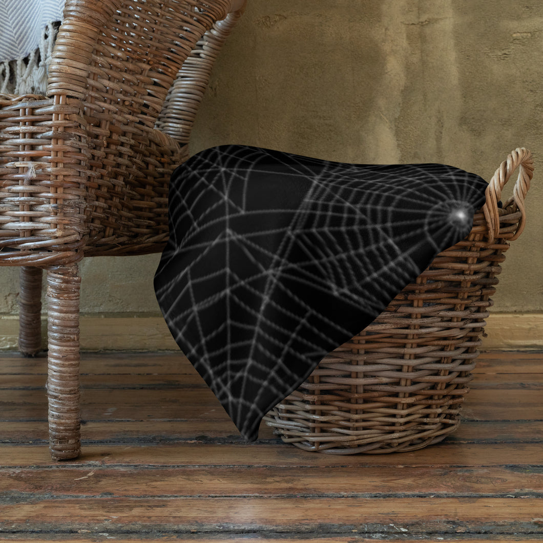 Spider Web Pattern with Black Background Halloween Throw Blanket