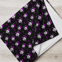 Load image into Gallery viewer, Christmas Skulls and Candy Canes in Black and purple Throw Blanket
