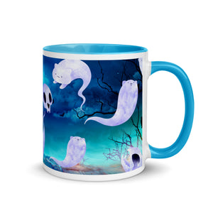 Ghost Cats Halloween Coffee Mug with Color Inside