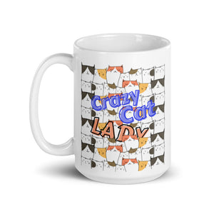 Cute Crazy Cat Lady White glossy Coffee mug