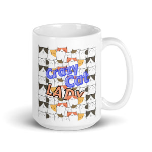 Cute Crazy Cat Lady White glossy Coffee mug